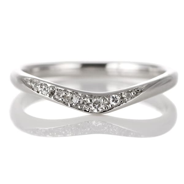 プラチナ ダイヤモンド V字 リング 結婚指輪 マリッジリング | J104 