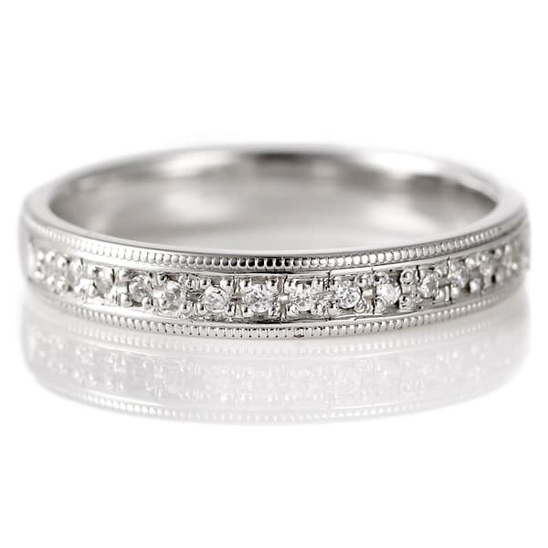 プラチナ ダイヤモンド ミル打ち リング 結婚指輪 マリッジリング
