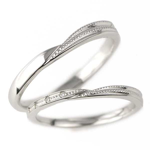 【2本セット】 プラチナ ダイヤモンド V字 リング 結婚指輪 マリッジリング
