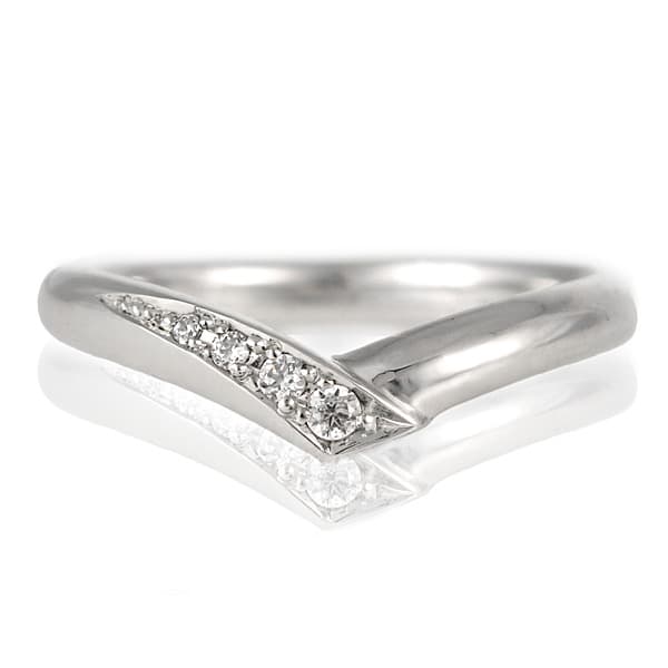 プラチナ ダイヤモンド V字 リング 結婚指輪 マリッジリング