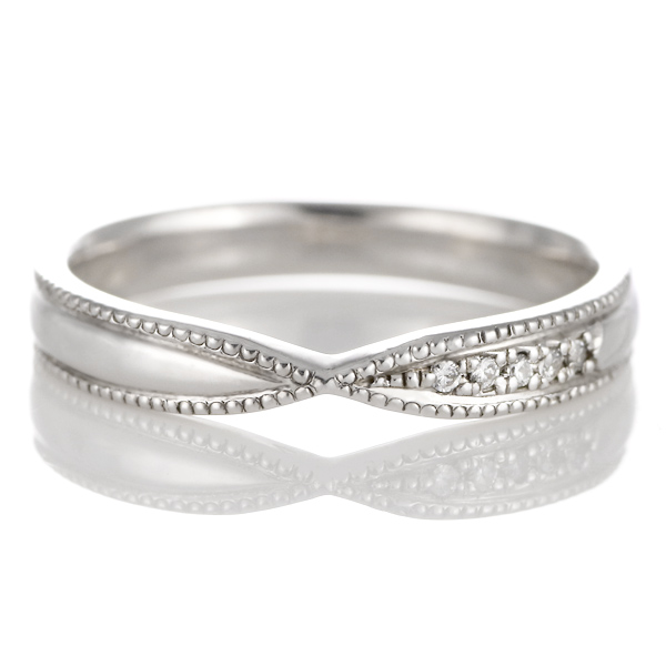 プラチナ ダイヤモンド リング 結婚指輪 マリッジリング ペアリング リボン
