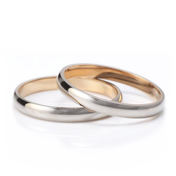 【2本セット】ゴールド シンプルマリッジリング 結婚指輪