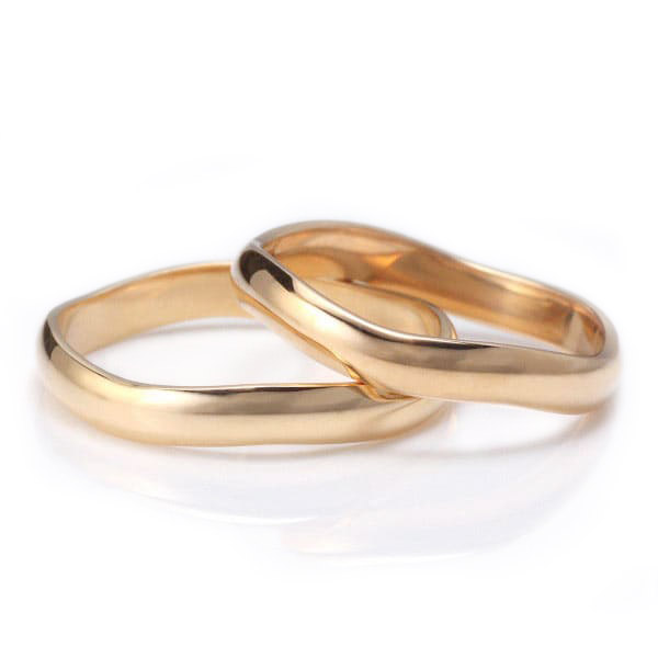 【2本セット】ピンクゴールド V字 マリッジリング 結婚指輪