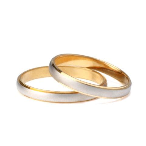 【2本セット】プラチナ ゴールド つや消しマリッジリング 結婚指輪