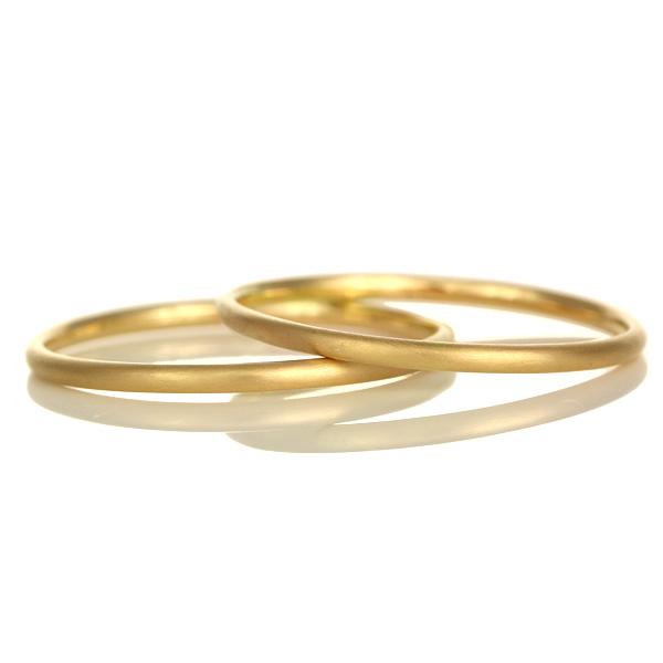 オーダーメイド 結婚指輪 マリッジリング K18イエローゴールド 18金 つや消し マット仕上げ 甲丸 1.5mm  メンズ レディース ペア