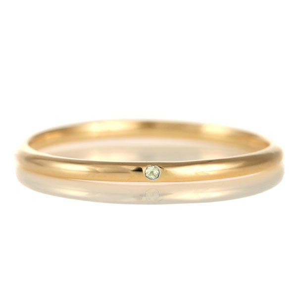 結婚指輪 マリッジリング 18金 ゴールド 甲丸 天然石 ペリドット