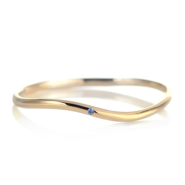 結婚指輪 マリッジリング 18金 ゴールド 甲丸 ウェーブ 天然石 サファイア