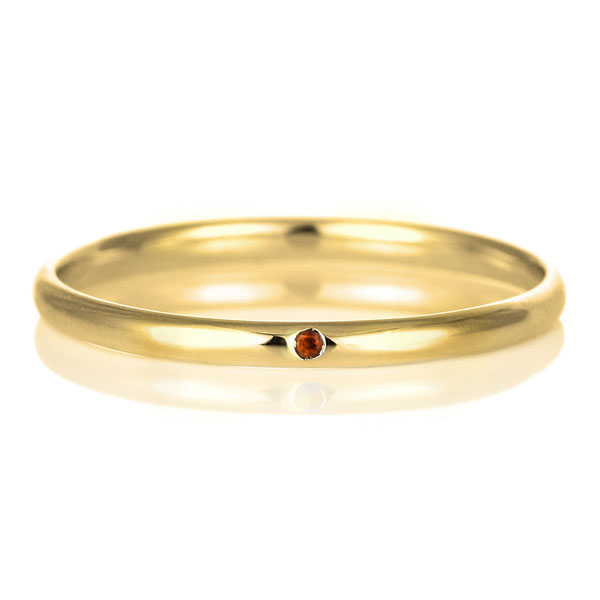 結婚指輪 マリッジリング 18金 ゴールド 甲丸 天然石 ガーネット