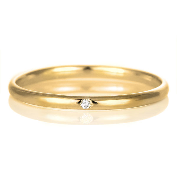 結婚指輪 マリッジリング 18金 ゴールド 甲丸 天然石 ダイヤモンド