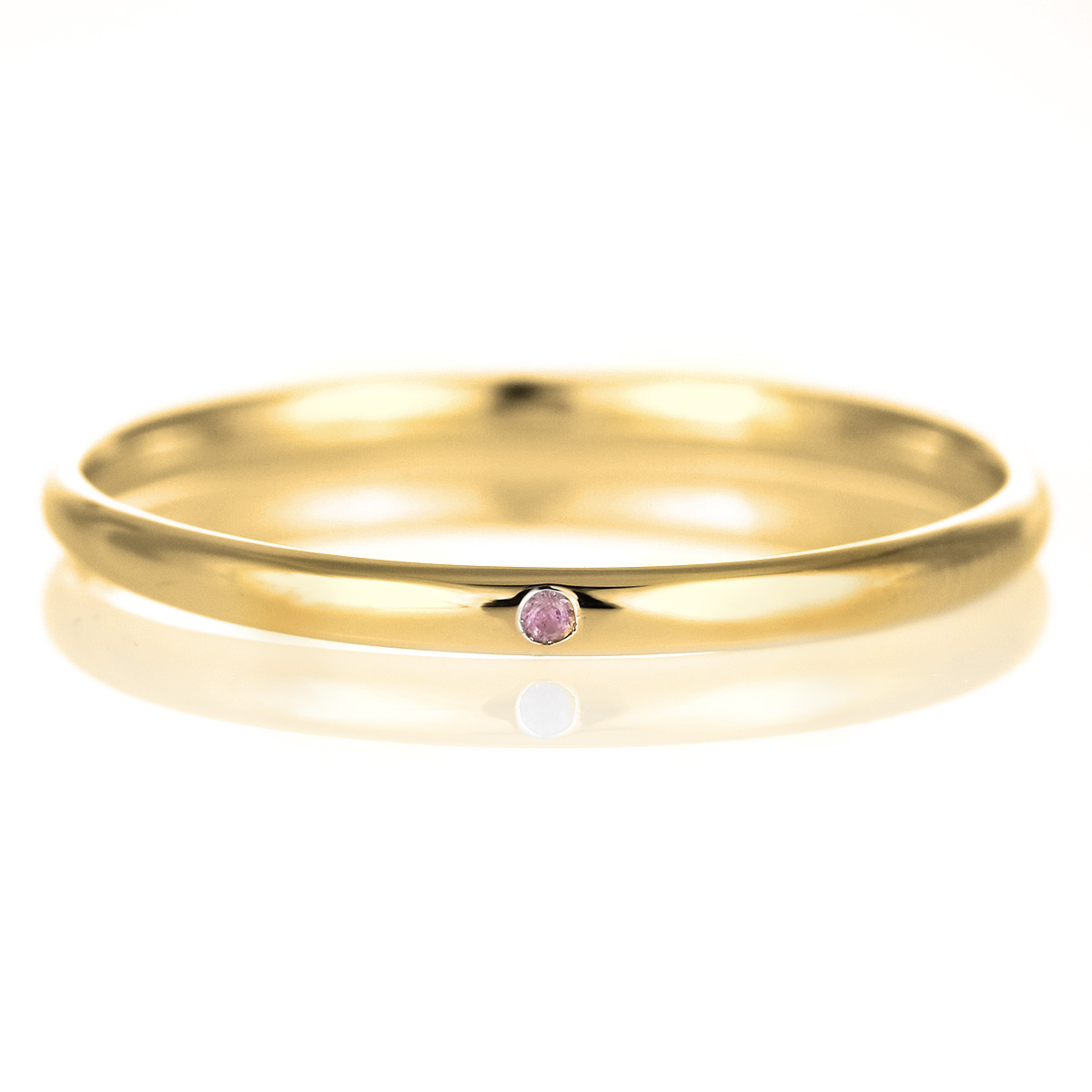 結婚指輪 マリッジリング 18金 ゴールド 甲丸 天然石 ピンクトルマリン