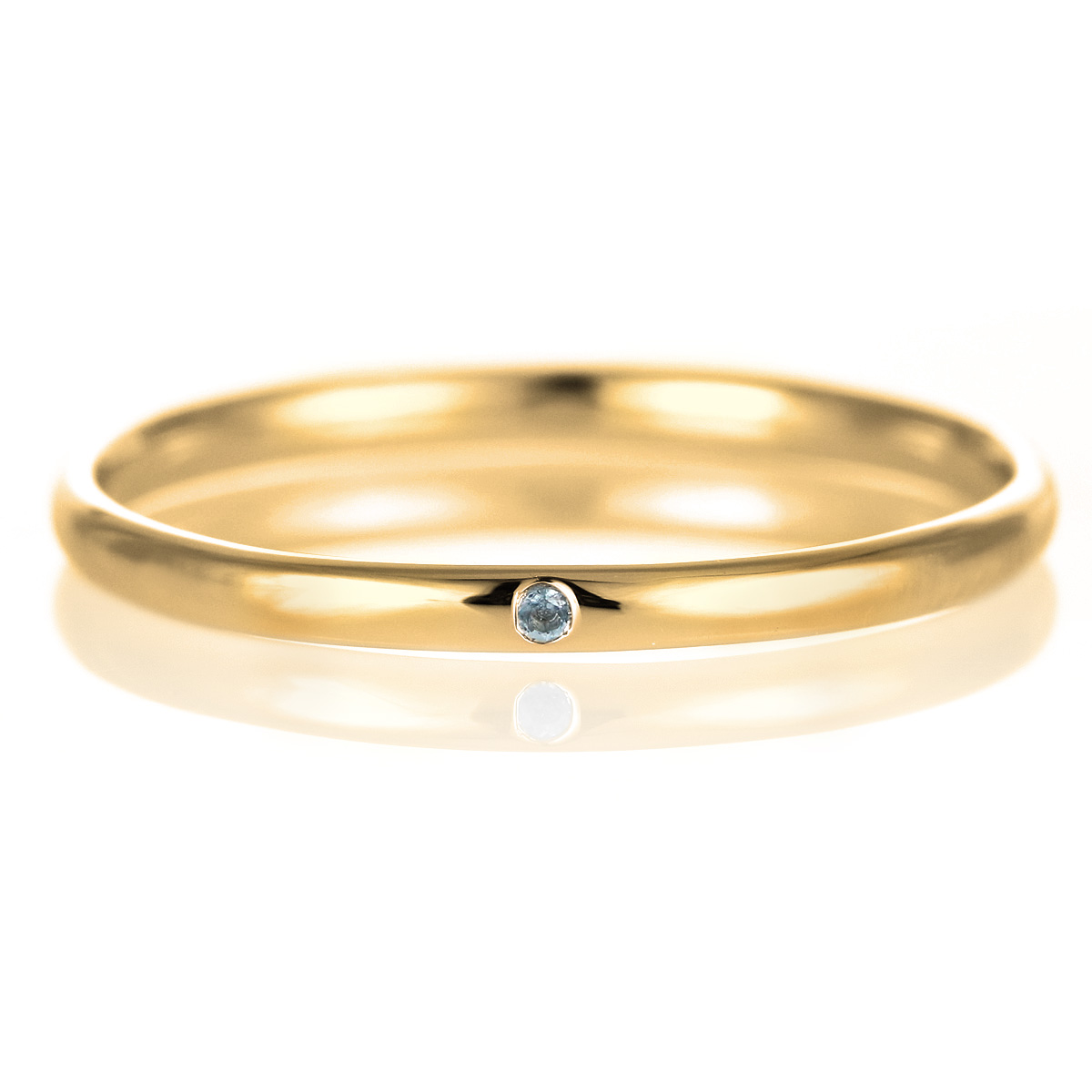 結婚指輪 マリッジリング 18金 ゴールド 甲丸 天然石 ブルートパーズ
