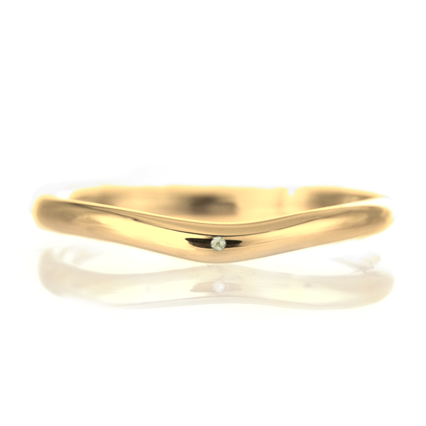 結婚指輪 マリッジリング 18金 ゴールド 甲丸 V字 天然石 ペリドット
