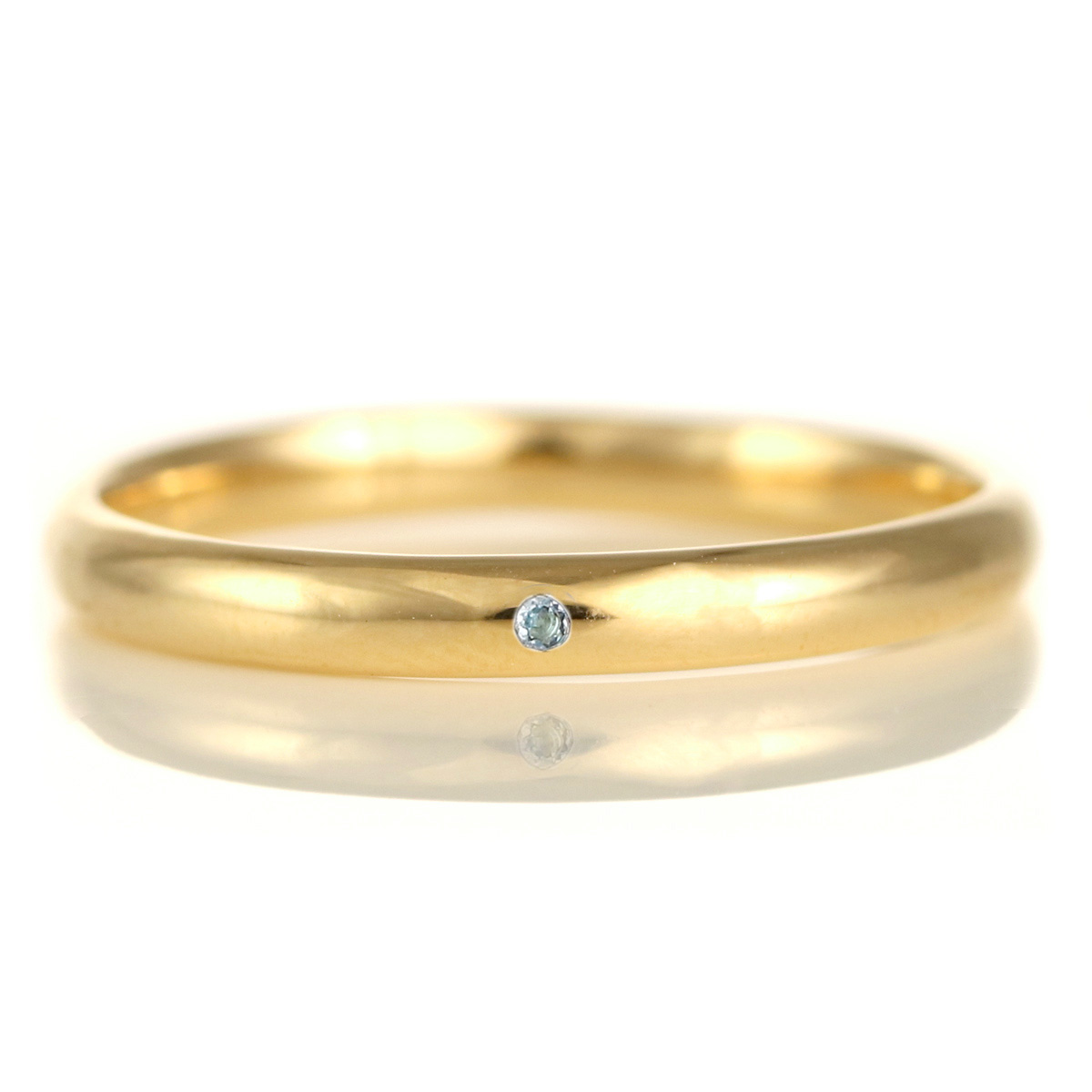 結婚指輪 マリッジリング 18金 ゴールド 甲丸 天然石 アクアマリン