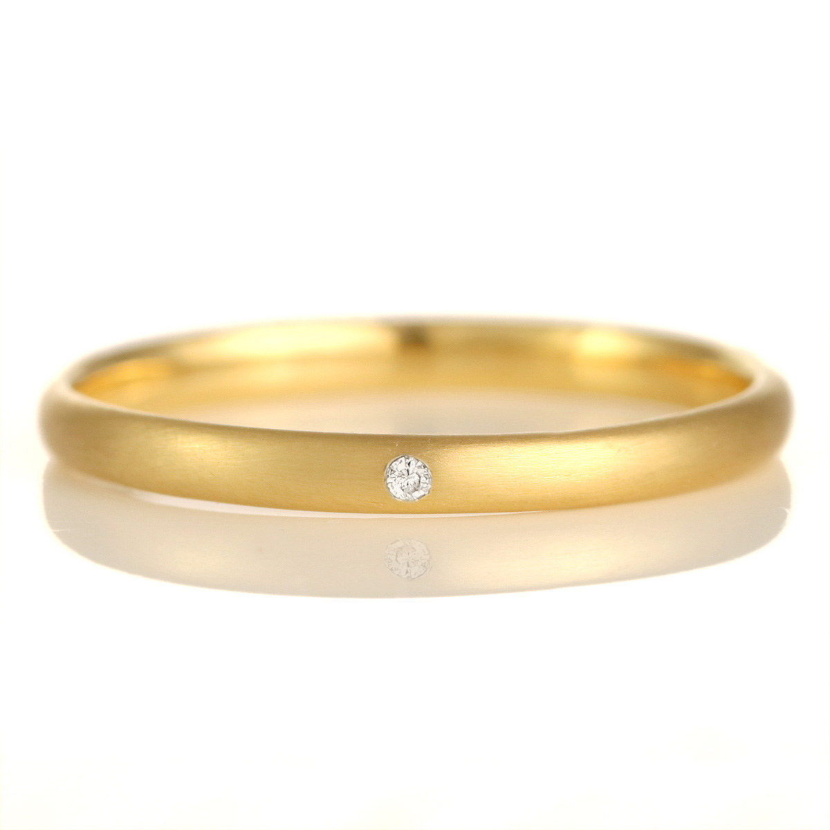 結婚指輪 マリッジリング 18金 ゴールド つや消し マット 甲丸 天然石 ダイヤモンド