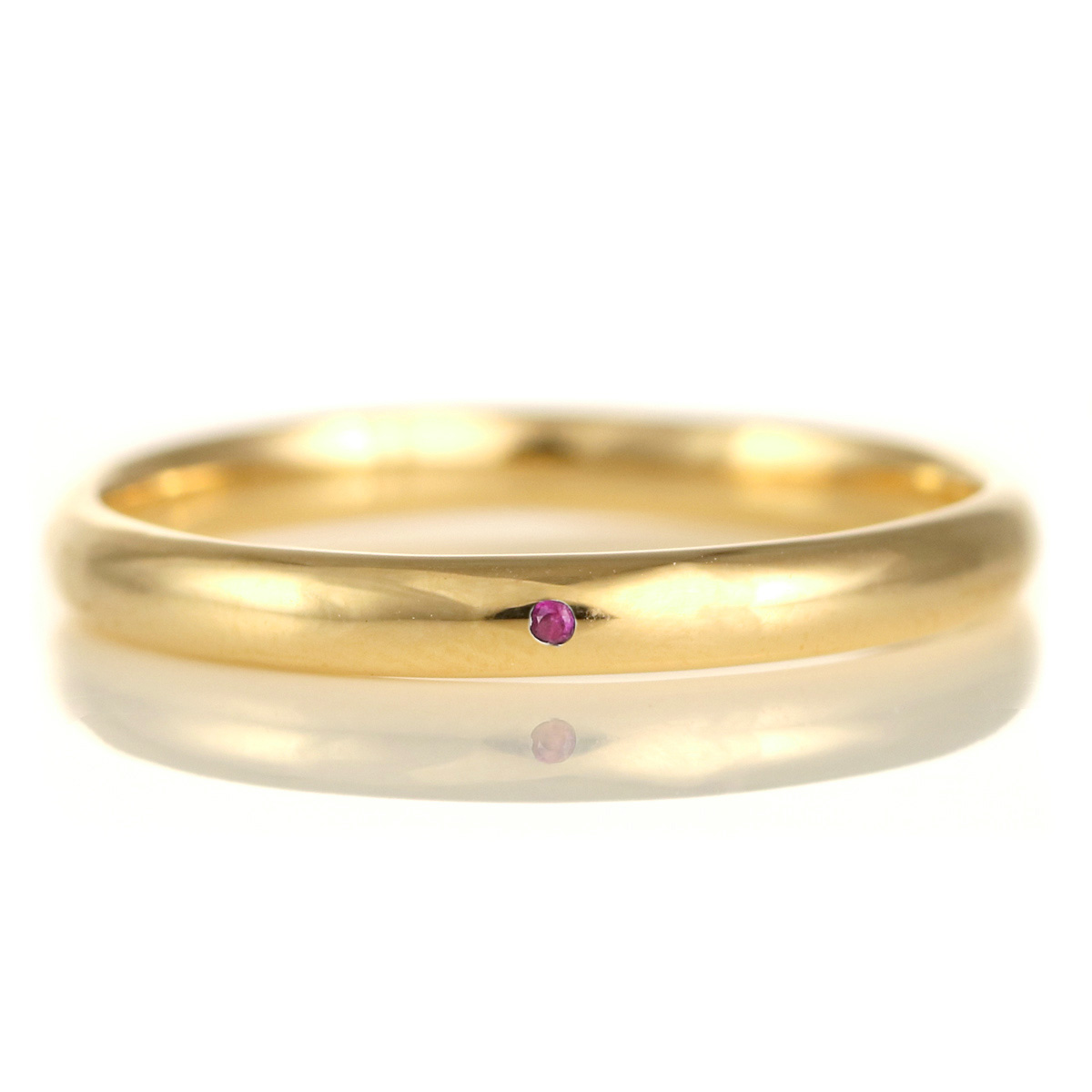 結婚指輪 マリッジリング 18金 ゴールド 甲丸 天然石 ルビー