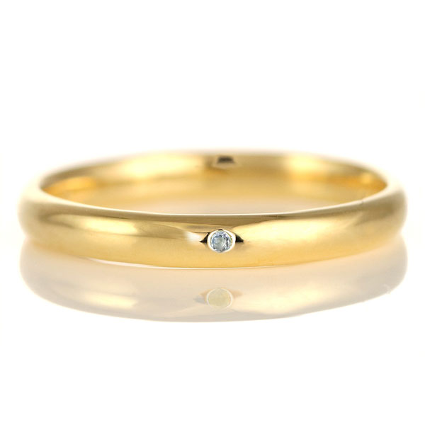 結婚指輪 マリッジリング 18金 ゴールド 甲丸 天然石 アクアマリン