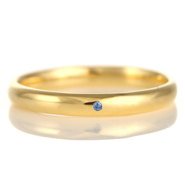 結婚指輪 マリッジリング 18金 ゴールド 甲丸 天然石 サファイア