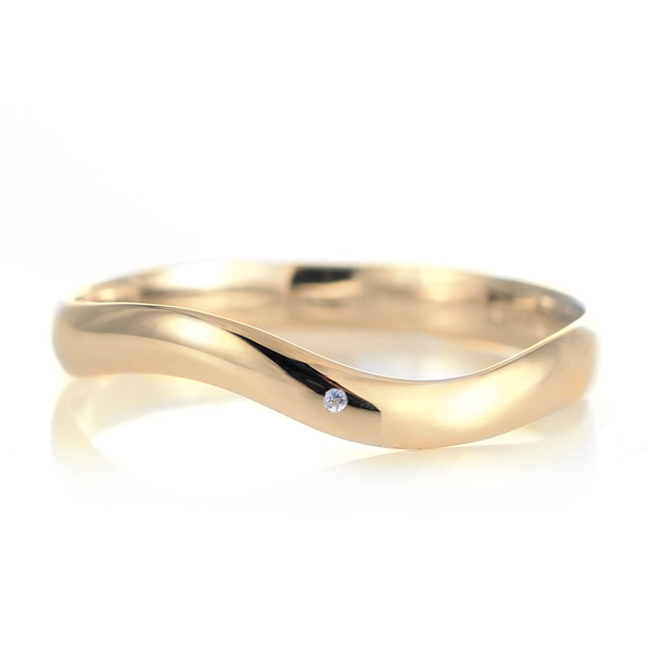 結婚指輪 マリッジリング 18金 ゴールド 甲丸 ウェーブ 天然石 タンザナイト