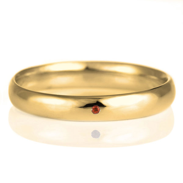 結婚指輪 マリッジリング 18金 ゴールド 甲丸 天然石 ガーネット