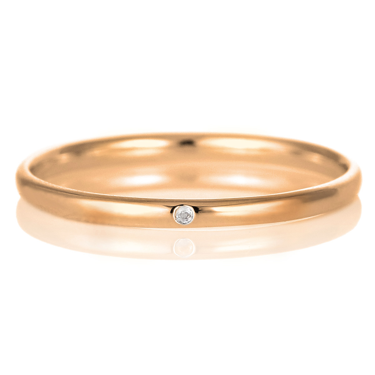 結婚指輪 マリッジリング 18金 ピンクゴールド 甲丸 天然石 ムーンストーン