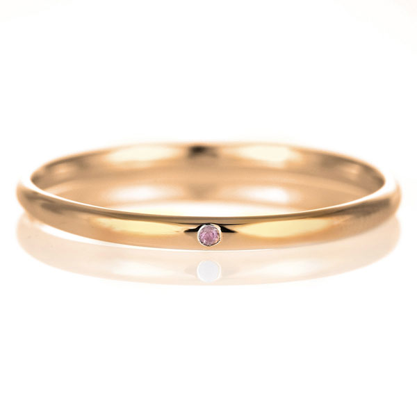 結婚指輪 マリッジリング 18金 ピンクゴールド 甲丸 天然石 ピンクトルマリン | J125-04002010 | SUEHIRO