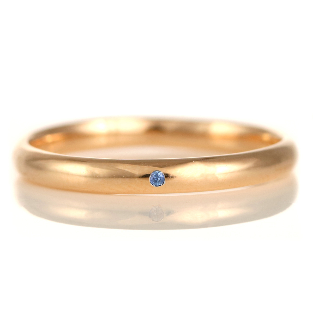 結婚指輪 マリッジリング 18金 ピンクゴールド 甲丸 天然石 サファイア