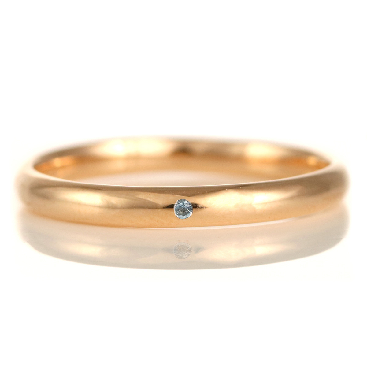 結婚指輪 マリッジリング 18金 ピンクゴールド 甲丸 天然石 ブルートパーズ