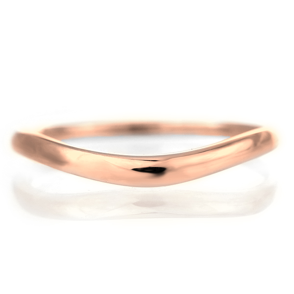 結婚指輪 マリッジリング 18金 ピンクゴールド 甲丸 V字 レディース メンズ