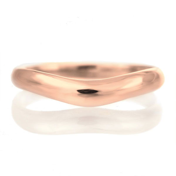 結婚指輪 マリッジリング 18金 ピンクゴールド 甲丸 V字 レディース メンズ