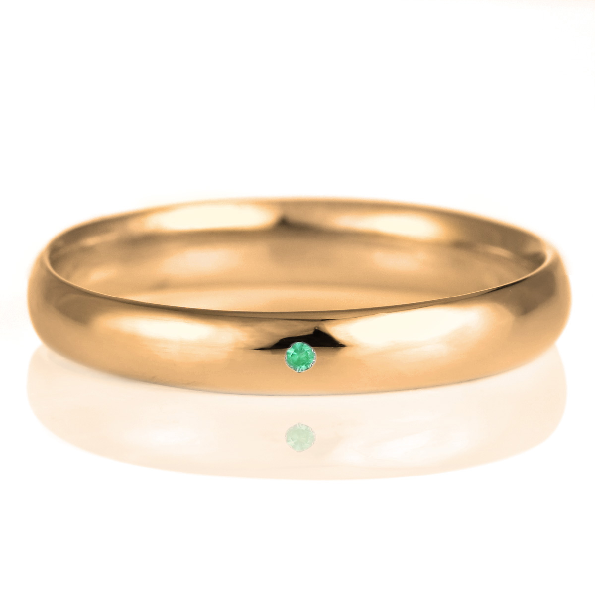 結婚指輪 マリッジリング 18金 ピンクゴールド 甲丸 天然石 エメラルド