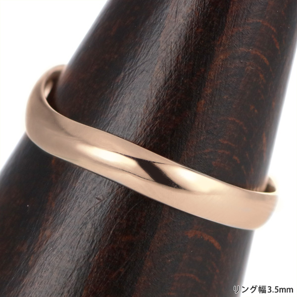 結婚指輪 マリッジリング 18金 ピンクゴールド 甲丸 ウェーブ 天然石 アクアマリン | J125-04003603 | SUEHIRO