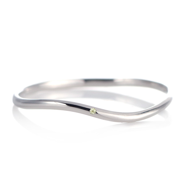 結婚指輪 マリッジリング プラチナ 甲丸 ウェーブ 天然石 ペリドット