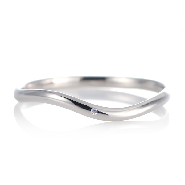 結婚指輪 マリッジリング プラチナ 甲丸 ウェーブ 天然石 タンザナイト