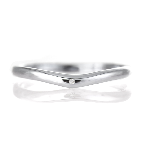結婚指輪 マリッジリング プラチナ 甲丸 V字 天然石 ダイヤモンド