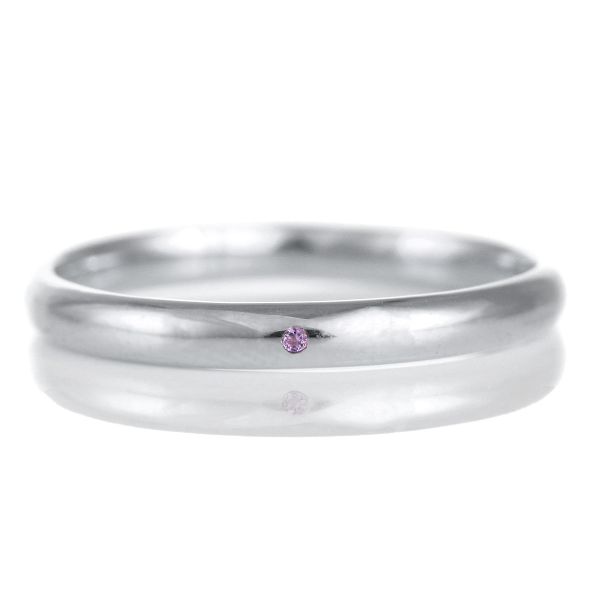 結婚指輪 マリッジリング プラチナ 甲丸 天然石 アメジスト