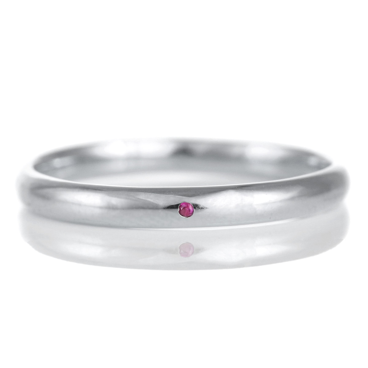 結婚指輪 マリッジリング プラチナ 甲丸 天然石 ルビー