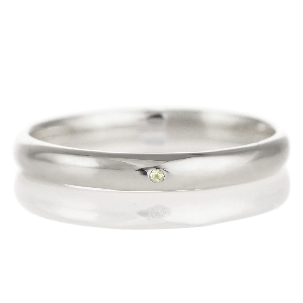 結婚指輪 マリッジリング プラチナ 甲丸 天然石 ペリドット