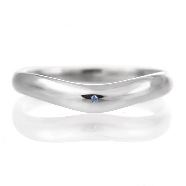結婚指輪 マリッジリング プラチナ 甲丸 V字 天然石 サファイア