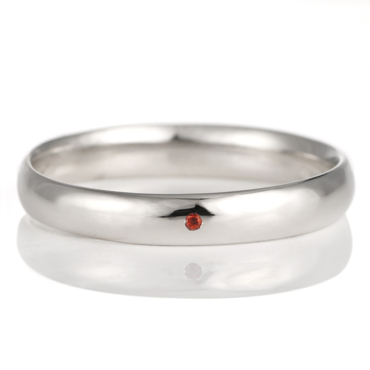 結婚指輪 マリッジリング プラチナ 甲丸 天然石 ガーネット