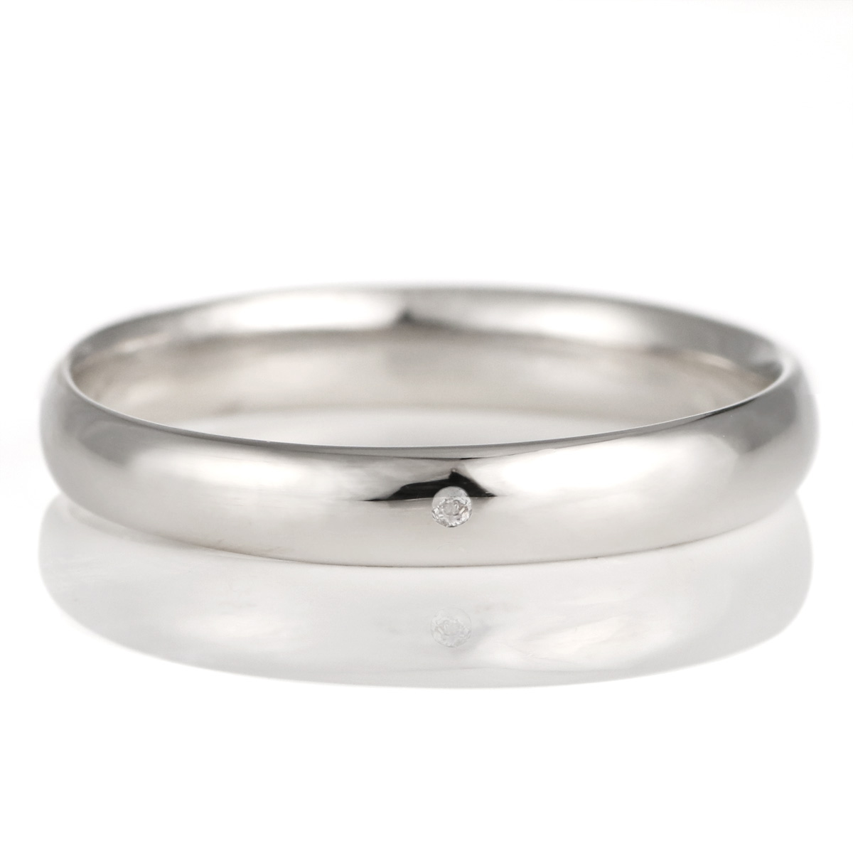 結婚指輪 マリッジリング プラチナ 甲丸 天然石 ムーンストーン