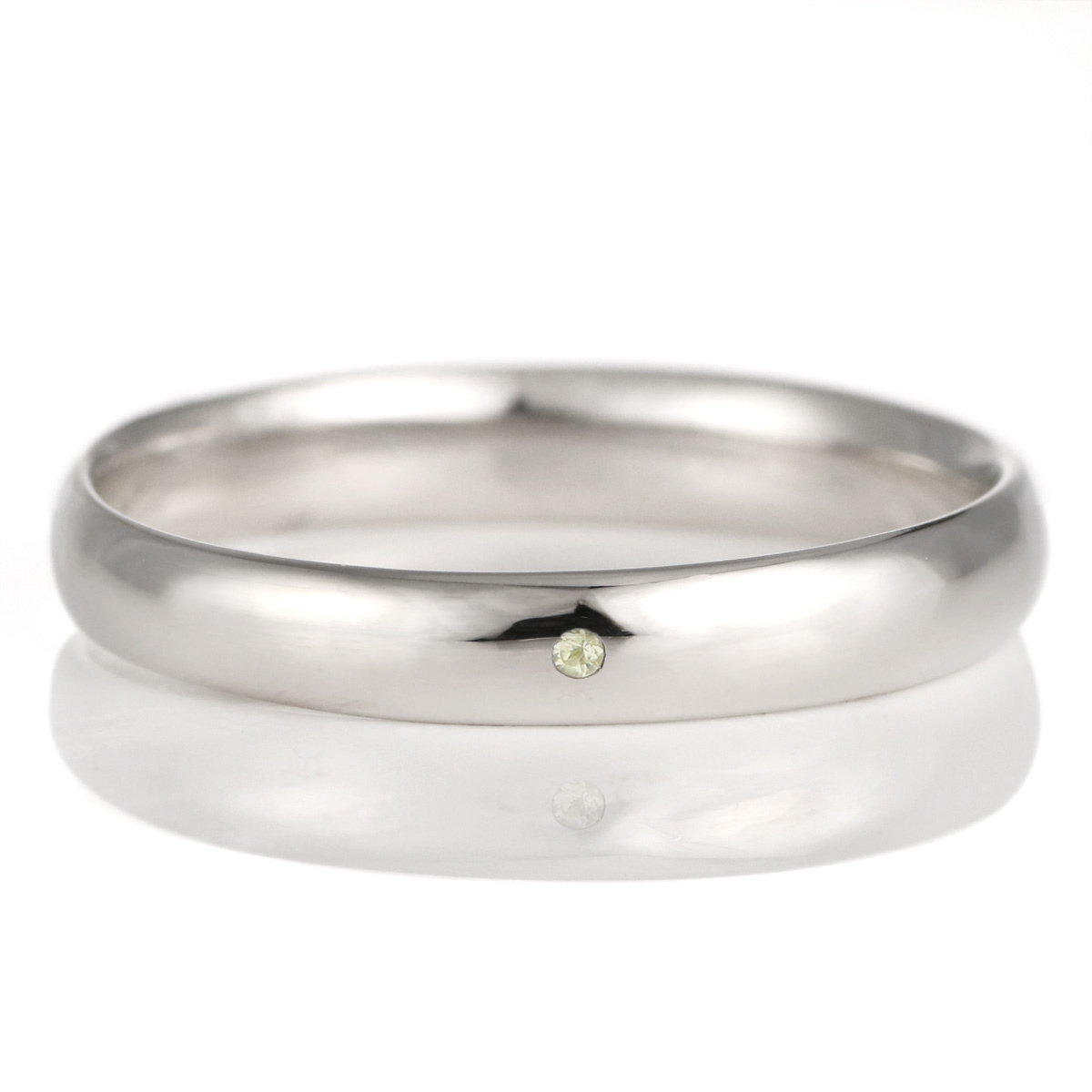結婚指輪 マリッジリング プラチナ 甲丸 天然石 ペリドット