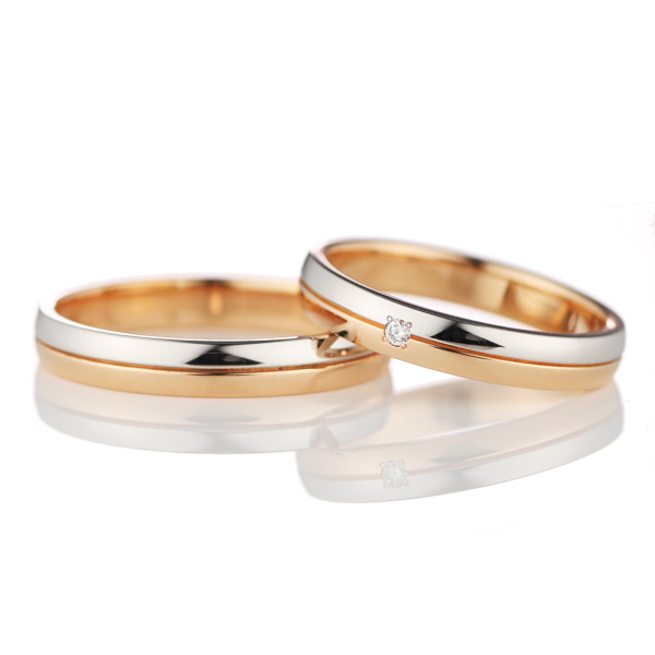 【2本セット】プラチナ ピンクゴールド マリッジリング 結婚指輪 スイートマリッジ