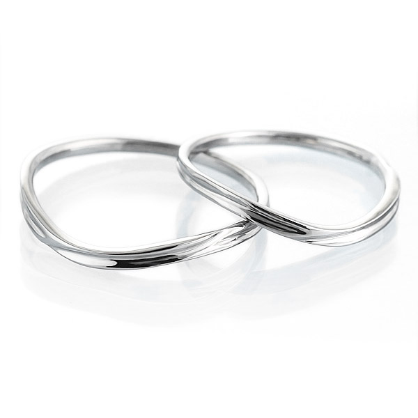 【2本セット】 プラチナ V字 マリッジリング 結婚指輪