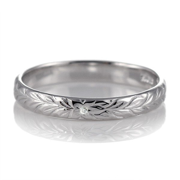 ハワイアンジュエリー マリッジリング 結婚指輪 ダイヤモンド リング シルバー マイレ3mm