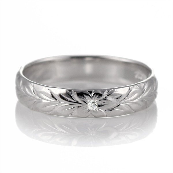 ハワイアンジュエリー マリッジリング 結婚指輪 ダイヤモンド リング シルバー マイレ4mm