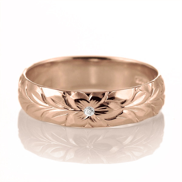 ハワイアンジュエリー マリッジリング 結婚指輪 ダイヤモンド リング K18ピンクゴールド マイレ5mm