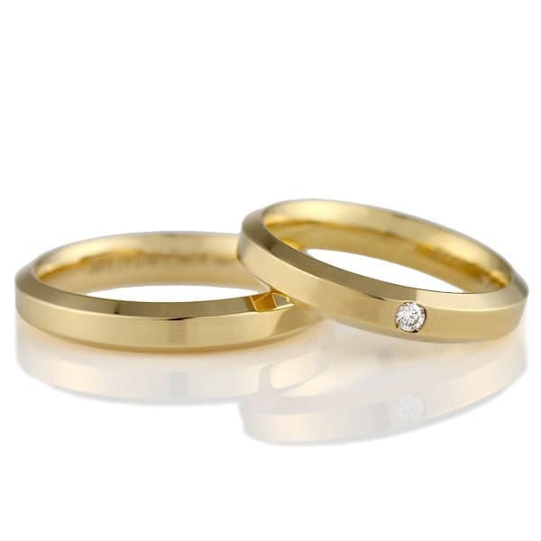マリッジリング 結婚指輪 K18 イエローゴールド 18金 ダイヤモンド ペアリング イタリアンジュエリー ウノアエレ 【2本セット】