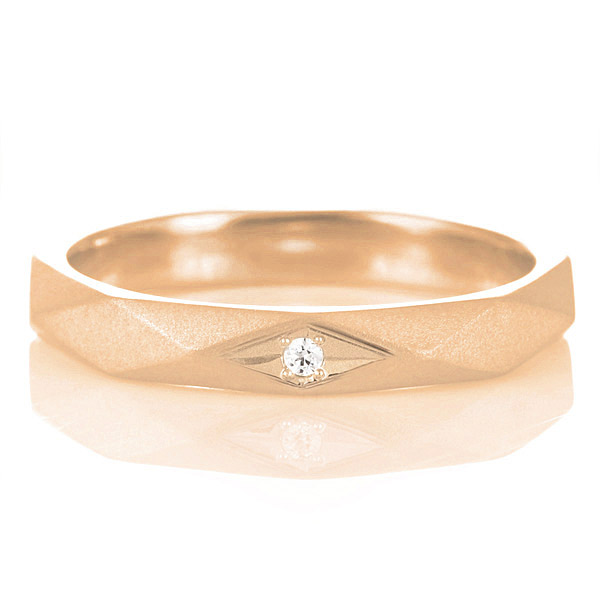 PRISM プリズム K18ピンクゴールド ダイヤモンド1石入 結婚指輪 マリッジリング