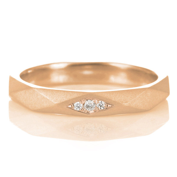 PRISM プリズム K18ピンクゴールド ダイヤモンド3石入 結婚指輪 マリッジリング