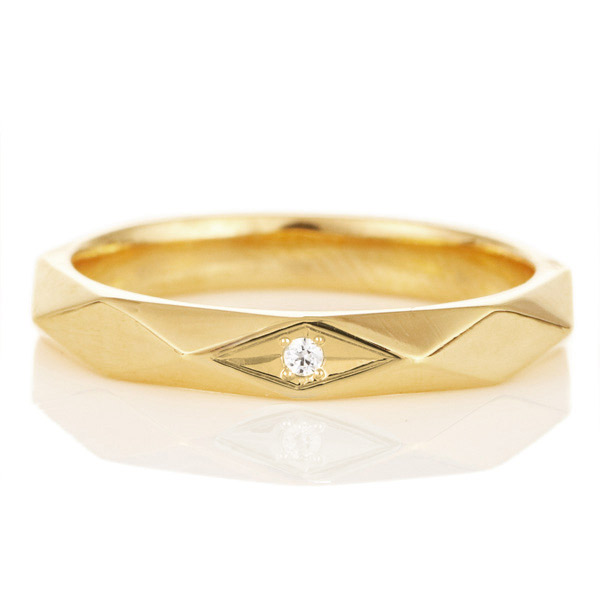 PRISM プリズム K18イエローゴールド ダイヤモンド1石入 結婚指輪 マリッジリング